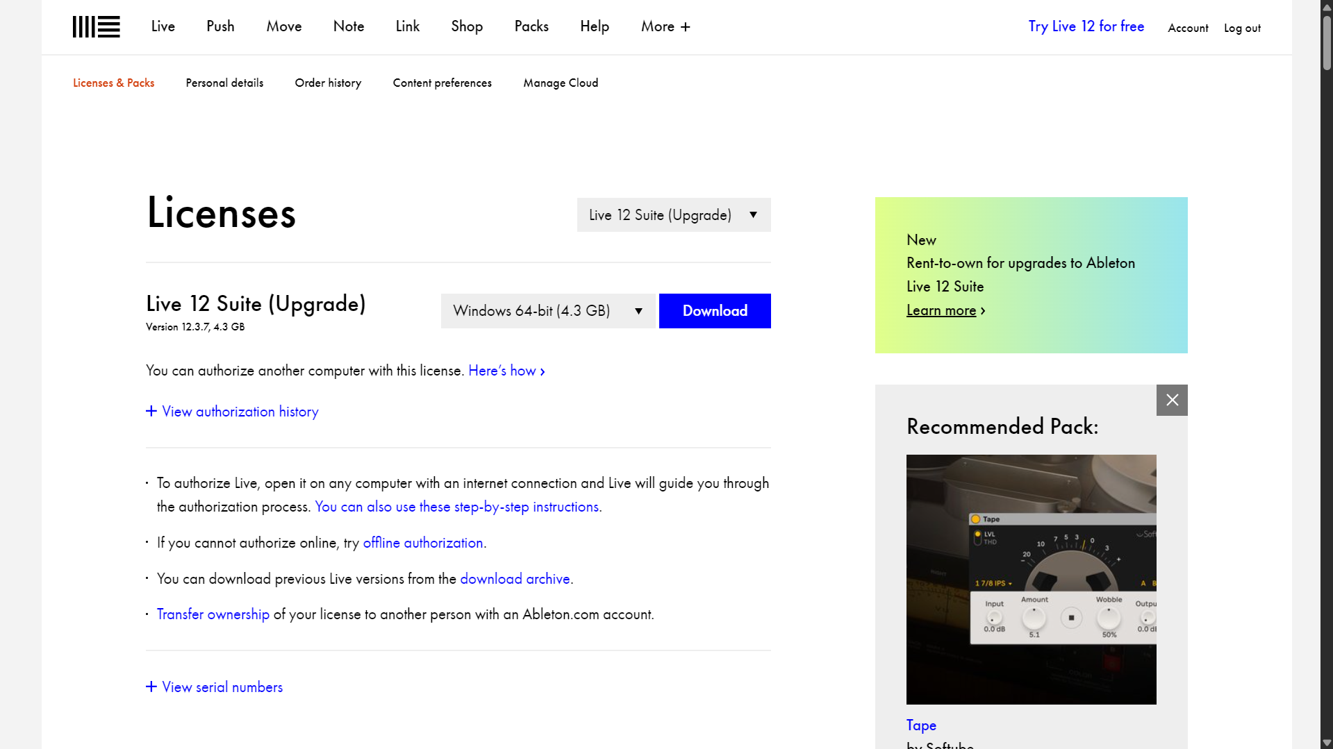Ableton Live 12 Suite (Upgrade)